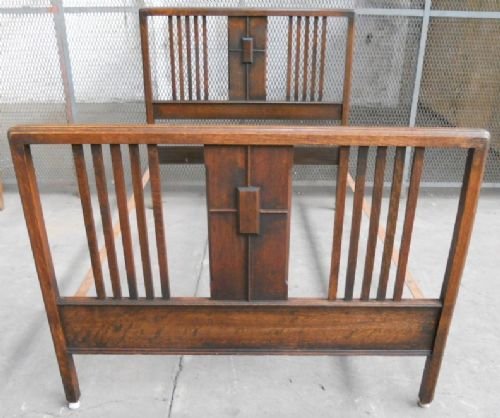 fig 1. Edwardian Oak Double Rail Bedstead