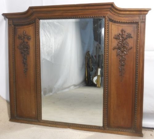 Carved Walnut Italian Overmantle Mirror