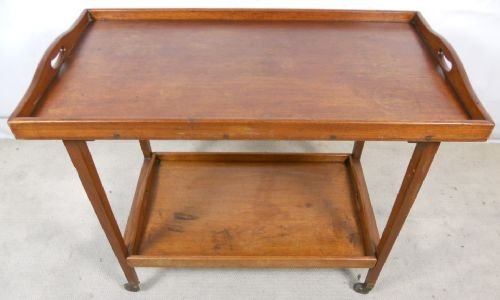 Quality Folding Oak Tea Trolley Dinner Wagon