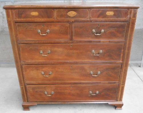 Georgian Inlaid Mahogany Large Chest of Drawers