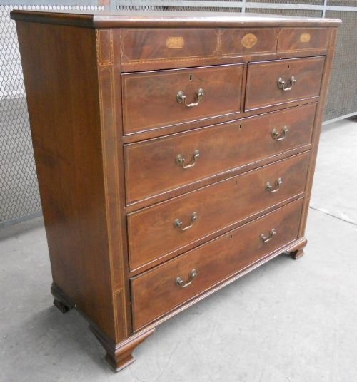 fig 1. Georgian Inlaid Mahogany Large Chest of Drawers