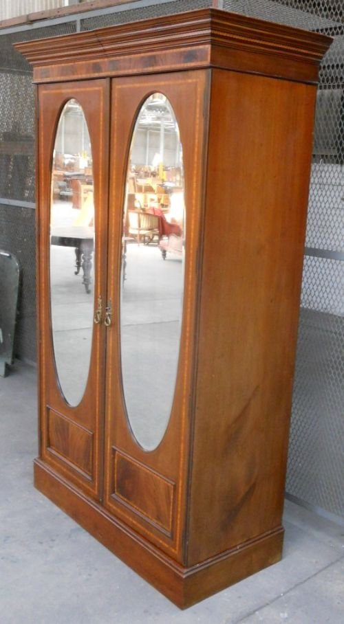 fig 1. Edwardian Inlaid Mahogany Two Door Hanging Wardrobe