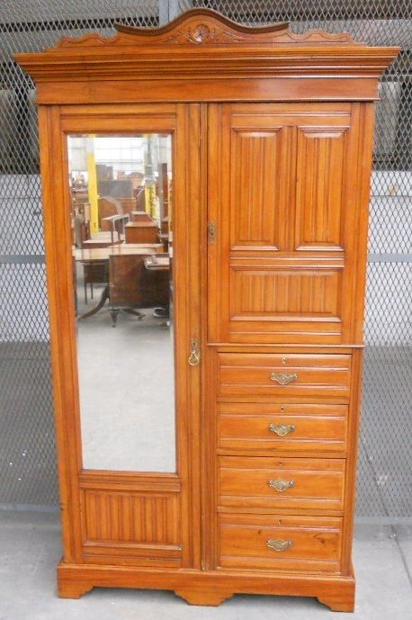 Edwardian Satin Walnut Combination Wardrobe