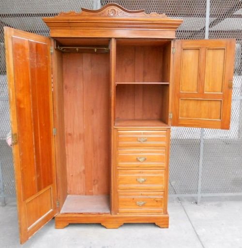 fig 1. Edwardian Satin Walnut Combination Wardrobe