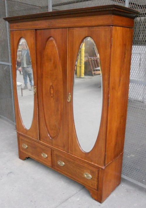 fig 1. Edwardian Inlaid Mahogany Two Door Hanging Wardrobe