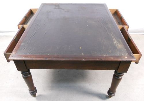 Victorian Mahogany Four Drawer Partners Writing Table for Restoration