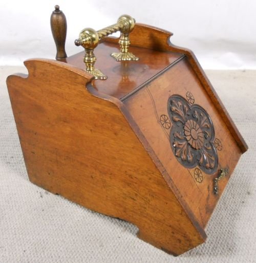 Edwardian Carved Walnut Coal Box Purdonium