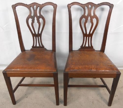 Pair Chippendale Style Mahogany Dining Chairs