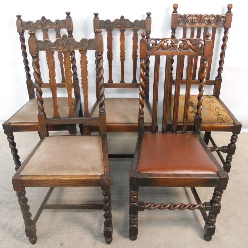 Five Barley Twist Oak Highback Dining Chairs