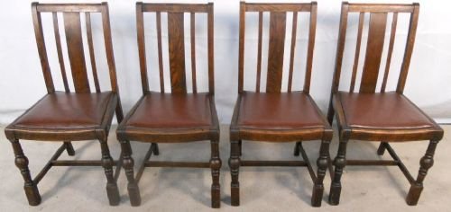 Set of Four Oak Highback Dining Chairs