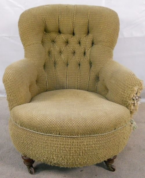 Victorian Upholstered Tub Armchair for Re-upholstery