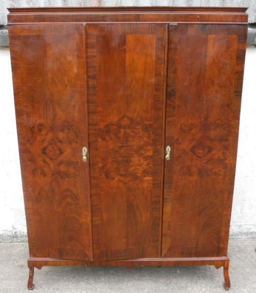 Burr Walnut Three Door Wardrobe