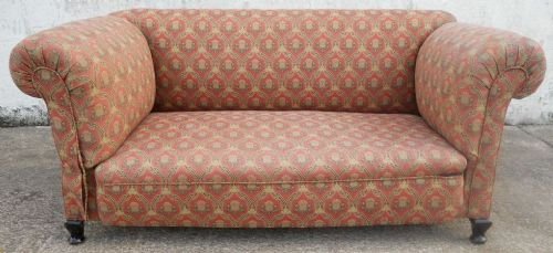 Edwardian Upholstered Two Seater Drop-arm Settee
