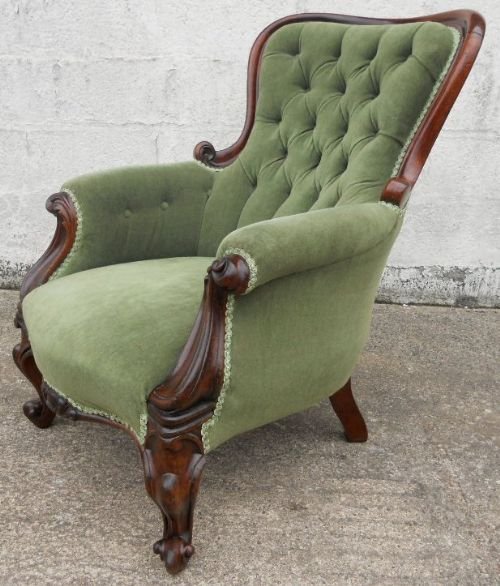 Victorian Mahogany Framed Fireside Armchair