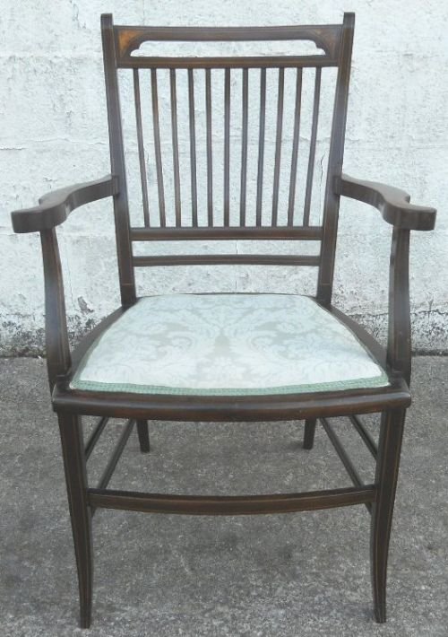 Edwardian Inlaid Mahogany Salon Armchair