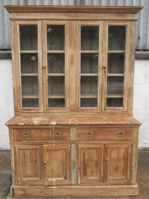 Large Victorian Pine Kitchen Dresser Cabinet 139394