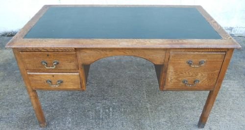 Golden Oak Kneehole Writing Desk