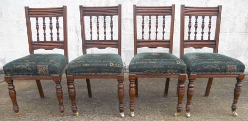 Set of Four Edwardian Walnut Dining Chairs