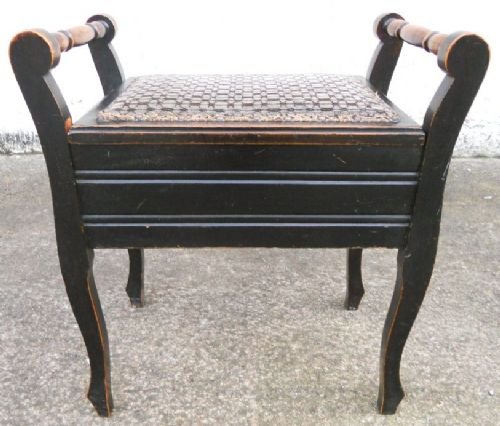 Edwardian Walnut Piano Stool Seat