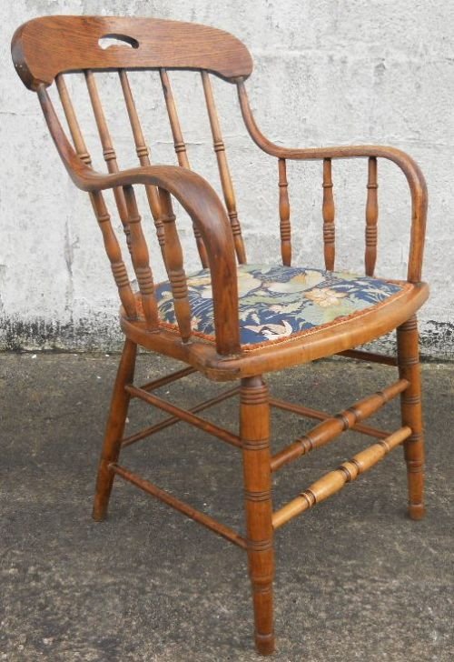 Victorian Beech Spindleback Kitchen Armchair