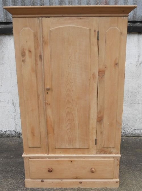Victorian Stripped Pine Hanging Wardrobe