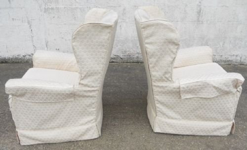 Pair Edwardian Wingback Fireside Armchairs for Re-upholstery