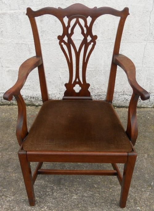 Georgian Mahogany Carver Elbow Armchair