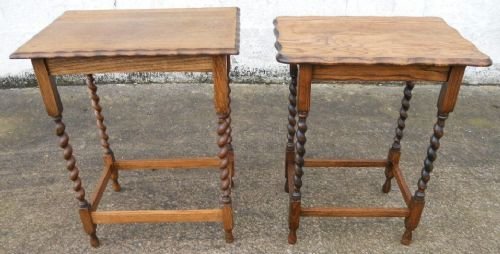 Two Oak Barley Twist Occasional Tables