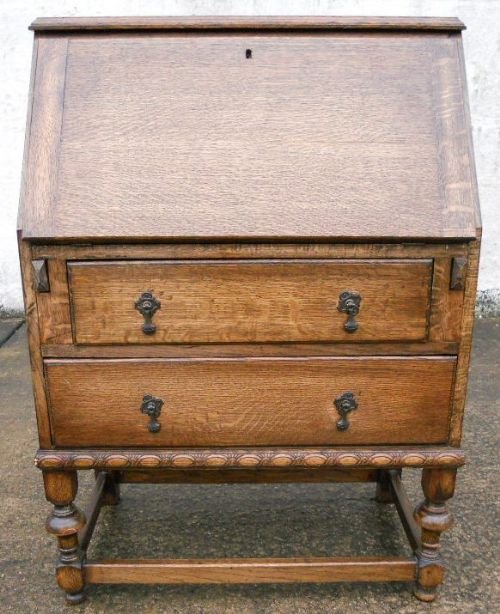Oak Writing Bureau Desk Workstation