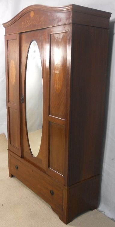 fig 1. Edwardian Inlaid Mahogany Hanging Wardrobe