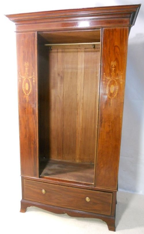 fig 1. Edwardian Inlaid Mahogany Hanging Wardrobe by Maples & Co
