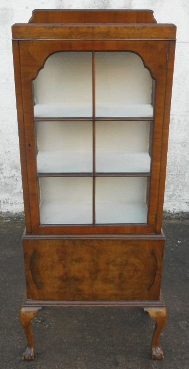 Queen Anne Style Walnut Display China Cabinet