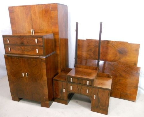 Deco Walnut Four Piece Bedroom Suite