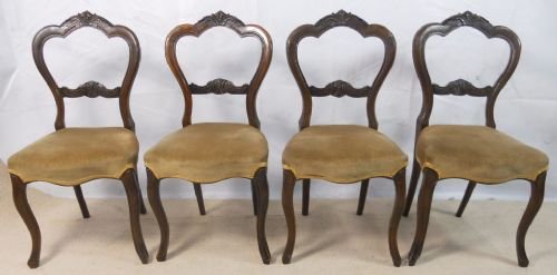 Set of Four Victorian Walnut Dining Chairs