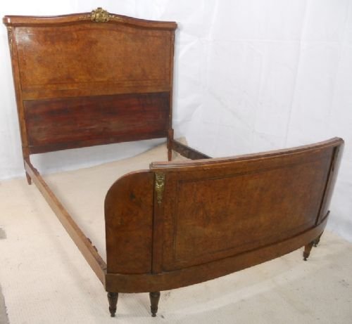 French Walnut Five Foot Brass Mounted Double Bed