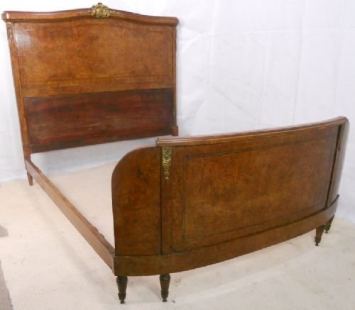 fig 1. French Walnut Five Foot Brass Mounted Double Bed
