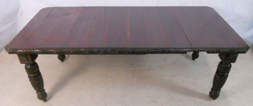 Victorian Dark Carved Oak Extending Dining Table to Seat Eight