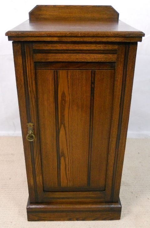 Edwardian Oak Bedside Cabinet by T Willson, London
