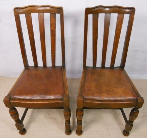 Pair of Oak Highback Dining Chairs