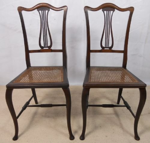 Pair of Edwardian Mahogany Salon Chairs