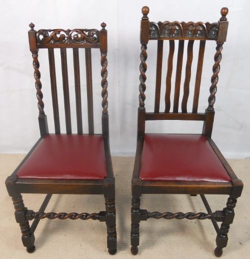 Two Oak Barley Twist Dining Chairs