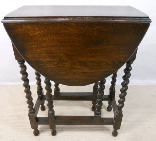 Small Barley Twist Oval Oak Gateleg Table