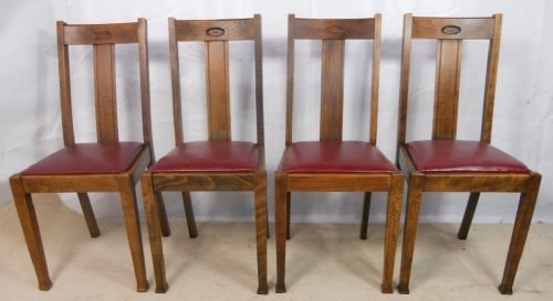 Set of Four Oak Highback Dining Chairs