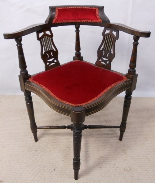 Edwardian Inlaid Mahogany Corner Armchair