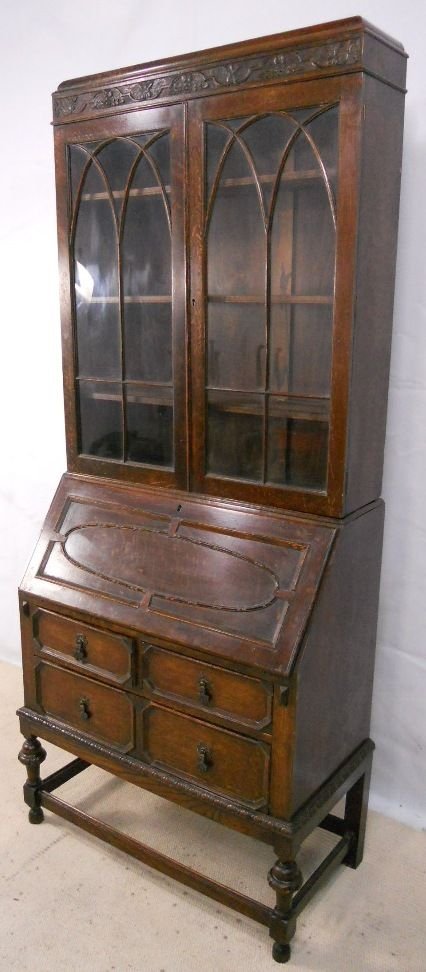 fig 2. Jacobean Style Oak Bureau Bookcase