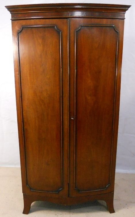 Georgian Style Mahogany Bowfront Two Door Hanging Wardrobe