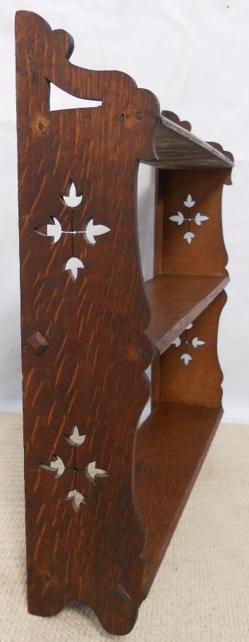 Victorian Oak Gothic Style Small Hanging Wall Rack