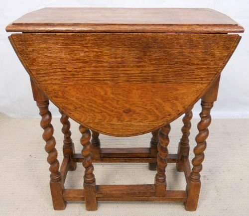 Oak Oval Dropleaf Barley Twist Gateleg Table