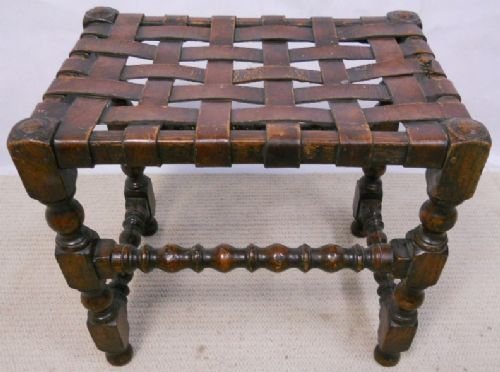 Oak Frame Leather Top Stool