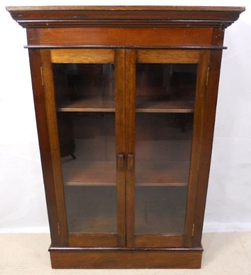 Edwardian Walnut Standing Bookcase Cabinet